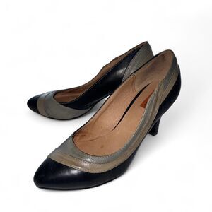 Miz Mooz Women’s Leather Pumps Sz 8. Black and Grey Mod Comfort Retro Rockabilly